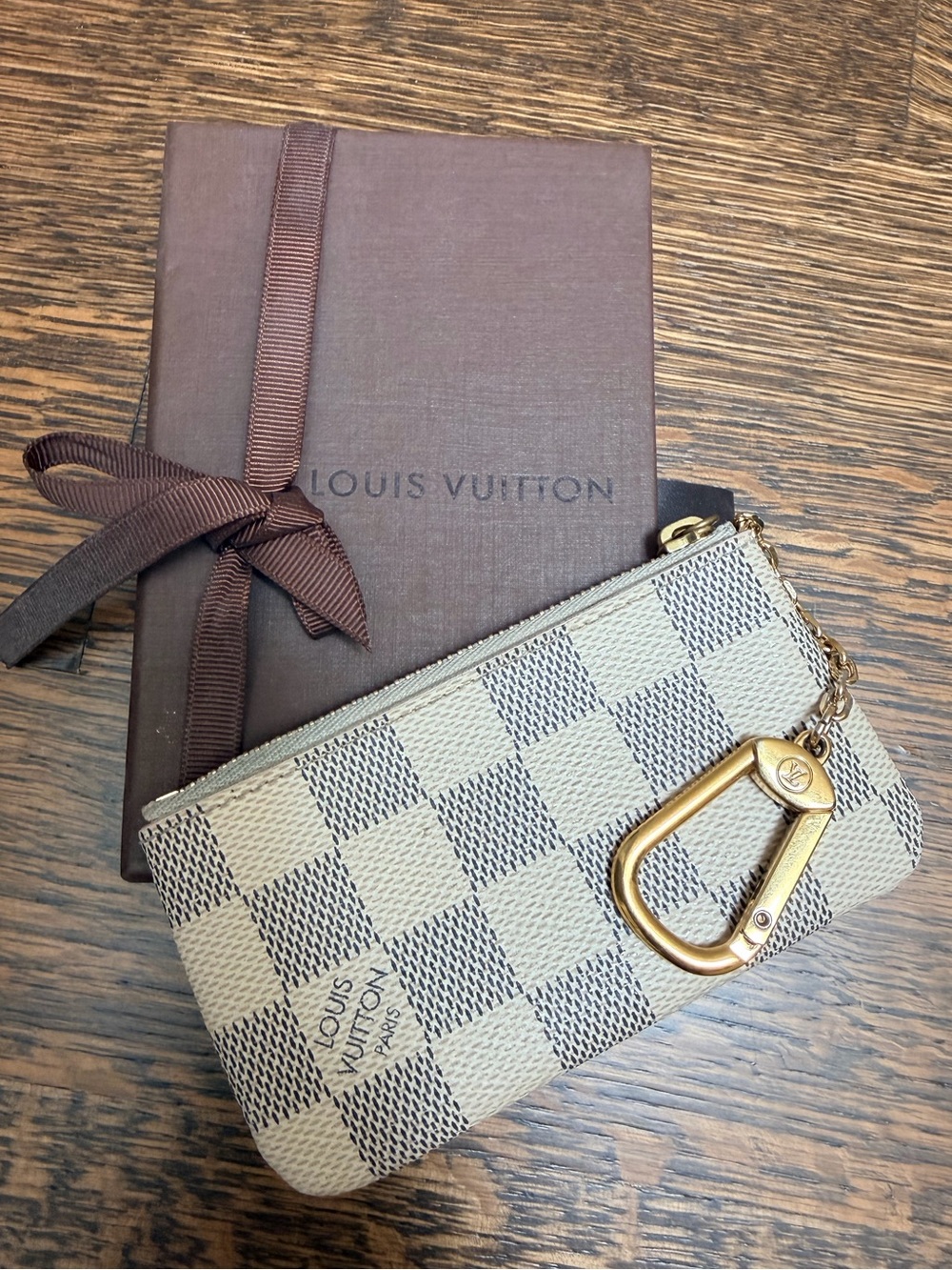 Vintage LOUIS VUITTON Key Cles Pouch Keychain Azur Made In France Authentic